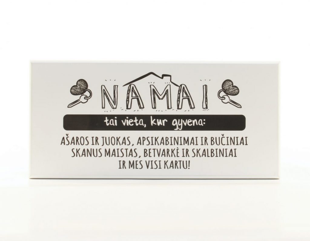 Užrašas ant sienos Namai, tai vieta, kur gyvena…