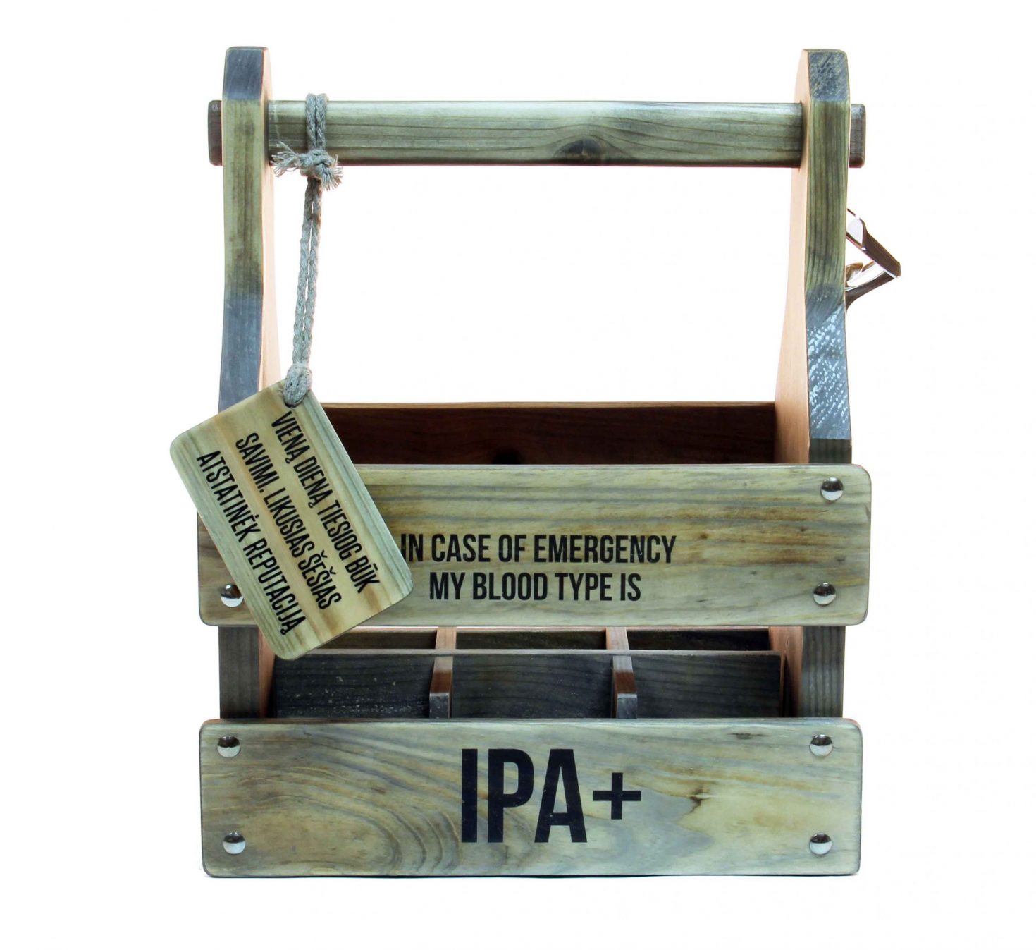 Wooden Beer crate “In case of emergency”